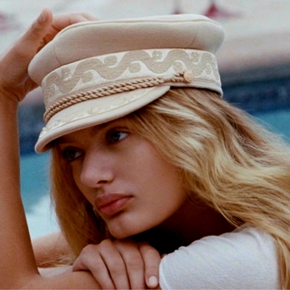 Lack Of Color Cream Embroidered Rope Cap